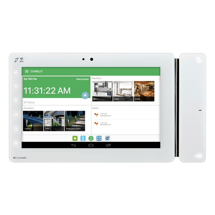 COMELIT - Serie Maxi Android - Monitor 7"/16:9 con sistema operativo Android, sistema ViP, touch screen, Wi-Fi integrato, supporto app certificate Comelit 6813W