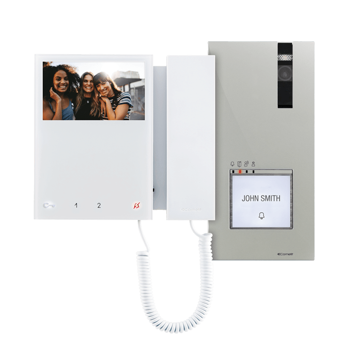 COMELIT - Serie Mini - Kit video monofamiliare Quadra-Mini cornetta, sistema Simplebus 2, monitor 6701W