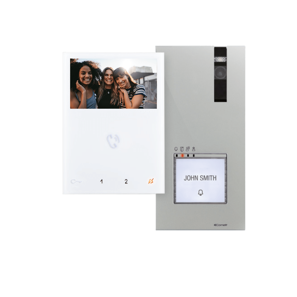 COMELIT - Serie Mini - Kit video monofamiliare Quadra-Mini vivavoce, sistema Simplebus 2, monitor 6721W 8461V