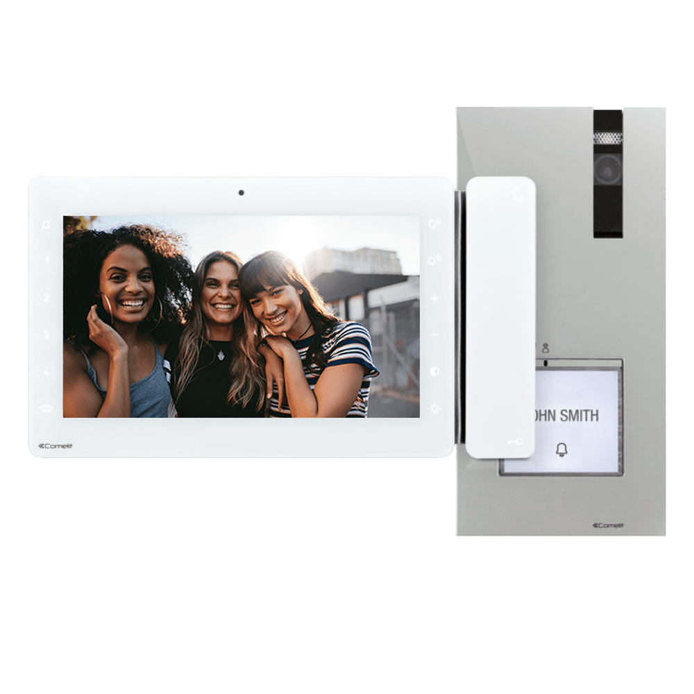 COMELIT - Serie Maxi - Kit video monofamiliare Quadra-Maxi, sistema Simplebus 2, monitor vivavoce 6801W 8461X