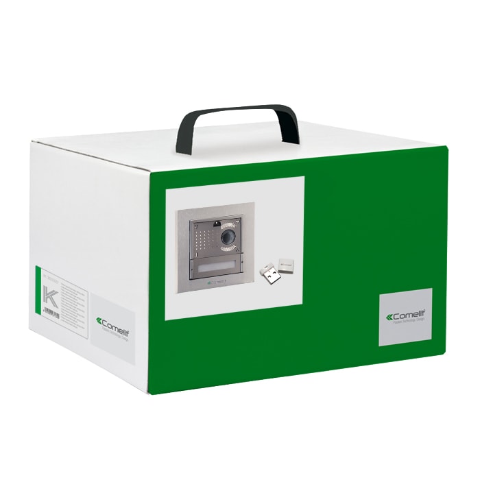 COMELIT - Serie Ikall Metal - Kit video monofamiliare con pulsantiera 1 pulsante e software PC Intercom 1454K, sistema ViP, preprogrammato, codec H.264