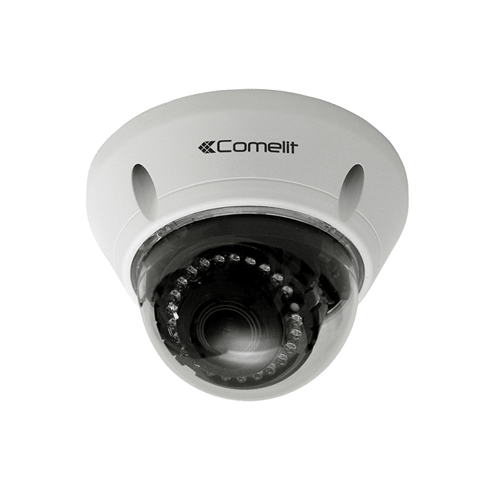 COMELIT - Telecamera AHD minidome Full HD, ottica varifocal 2.8-12mm, IR 25m, contenitore IP66 antivandalo