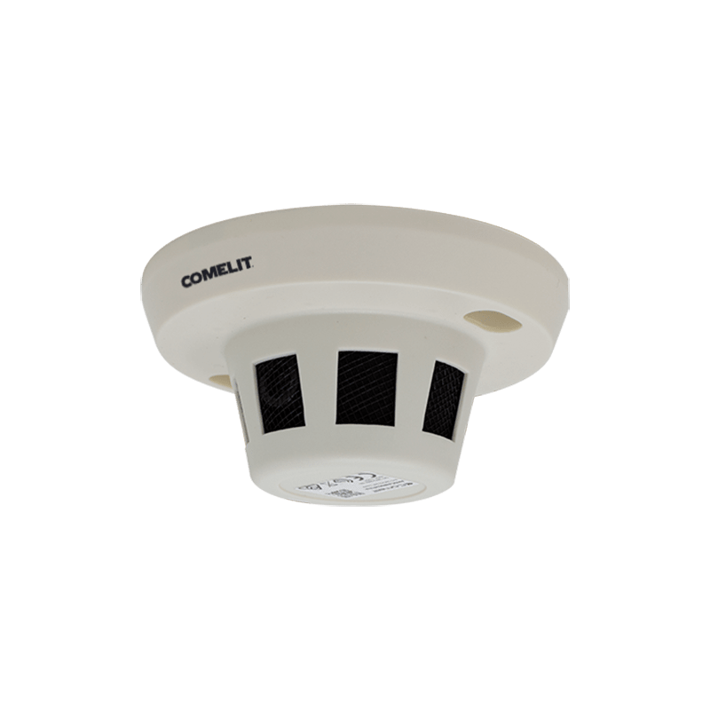COMELIT - Serie Smart - Telecamera AHD 5MP, contenitore rilevatore fumo, ottica fissa 3.6mm, ambienti interni, tecnologie AHD/TVI/CVI/CVBS