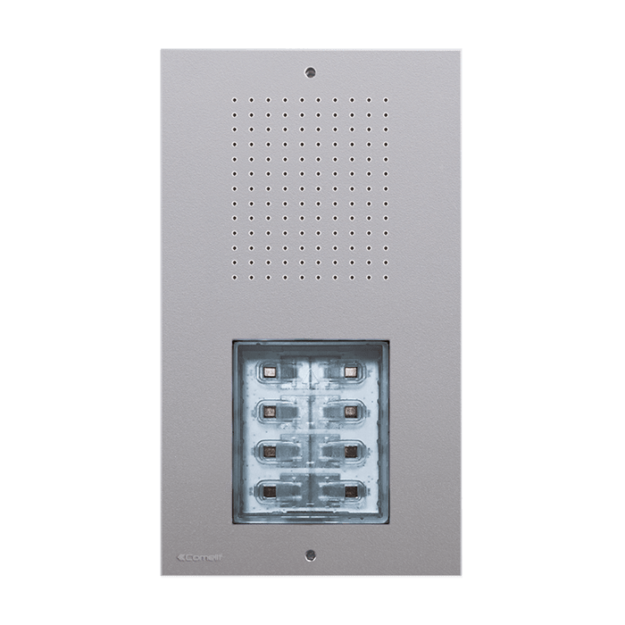 COMELIT - Serie Ciao - Pulsantiera audio da parete, sistema tradizionale, alluminio pressofuso, predisposta 1/2/4 pulsanti, LED blu