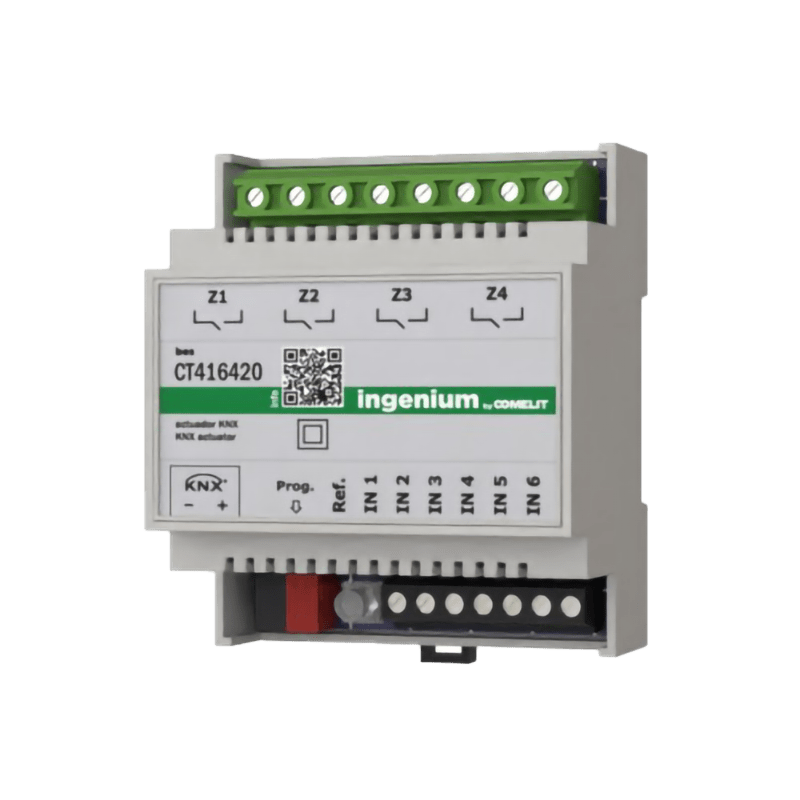 COMELIT - Attuatore KNX 6 ingressi/4 uscite relè 16A, controllo indipendente/simultaneo, DIN 4 moduli, supporto per UAL