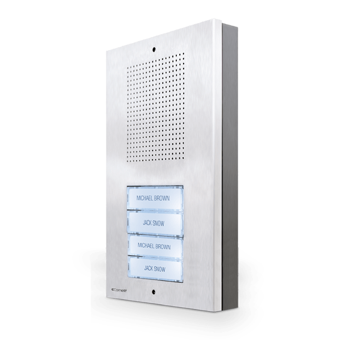 COMELIT - Serie Extra - Pulsantiera audio 4+N, acciaio inox, predisposta 2/4 pulsanti, retroilluminazione, sistema tradizionale ET5100