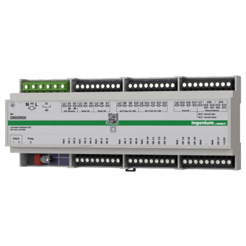 COMELIT - Room controller KNX per hotel, gestione completa camera, illuminazione/clima/accessi, DIN 12 moduli