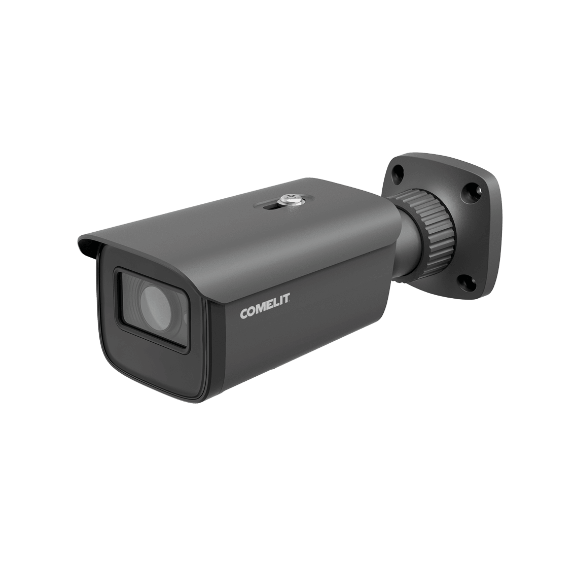 COMELIT - Serie Advance - Telecamera IP bullet 4MP grigia, ottica fissa 2.8mm, LED IR 50m, slot SD, alluminio IP67, 12V e PoE, ONVIF