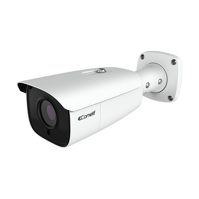 COMELIT - Serie Advance - Telecamera IP big bullet 4MP, ottica varifocale 2.8-12mm, contenitore alluminio IP67, alimentazione 12V e PoE, ONVIF