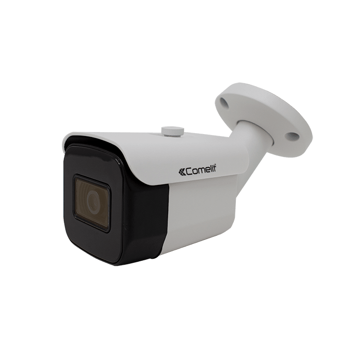 COMELIT - Serie Smart - Telecamera IP bullet a colori 4K, ottica fissa 4mm, 2 illuminatori ad infrarosso 25m, contenitore waterproof IP66, compatibile ONVIF 2.4 IPBCAMS08FA