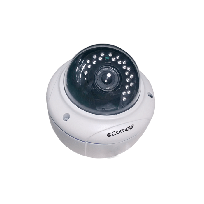 COMELIT - Telecamera IP minidome HD, ottica varifocal 2.8-12mm, regolazione 3 assi, IR 30m, H.265, compatibile ONVIF