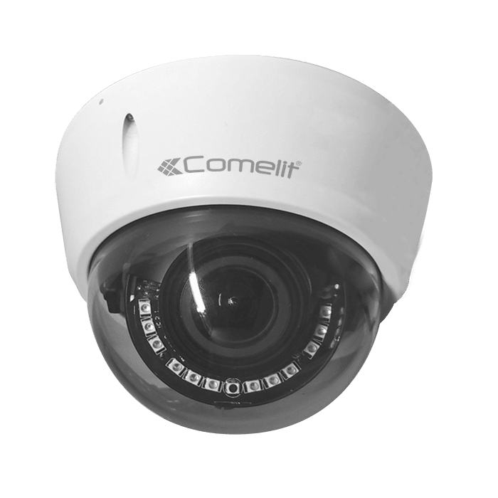 COMELIT - Serie Advance - Telecamera IP big bullet 8MP, ottica varifocale motorizzata 2.8-12mm, LED IR 70m, alluminio IP67, 12V e PoE, ONVIF