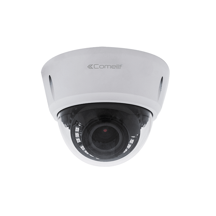 COMELIT - Serie Advance - Telecamera IP fish-eye 6MP, ottica fissa 1.07mm 360°, LED IR 30m, microfono, slot SD, alluminio IP67, 12V e PoE, ONVIF