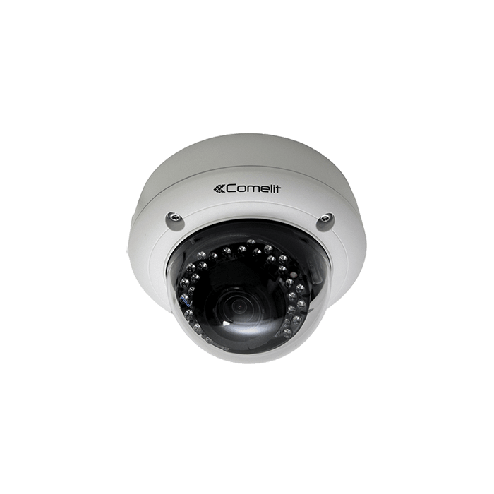 COMELIT - Serie Advance - Telecamera IP turret 8MP, ottica varifocale motorizzata 2.8-12mm, LED IR 50m, high frame rate, face detection, IP67, 12V e PoE, ONVIF