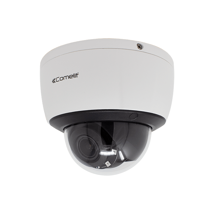 COMELIT - Serie Smart - Telecamera IP minidome 4K, varifocale 2.7-13.5mm autofocus, IR 40m, IP66, ONVIF 2.4