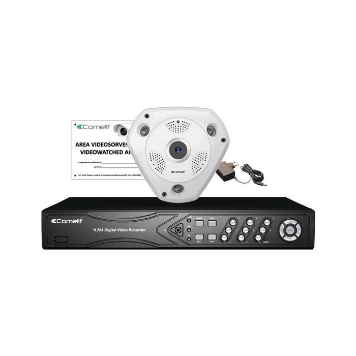 COMELIT - Kit IP Easy, NVR IPNVR085A + 2 telecamere IPFE073A + 2 accessori 43082 IPKIT085FEB