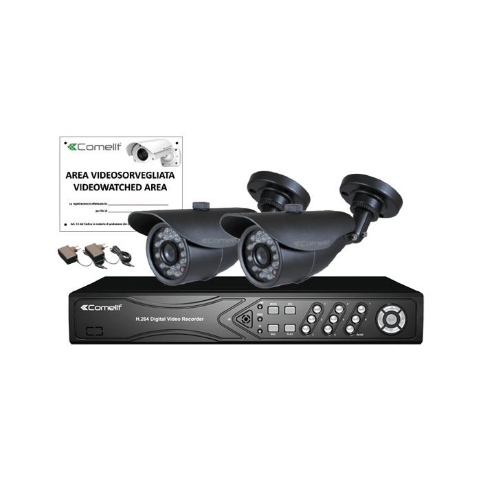 COMELIT - Kit IP, NVR IPNVR085DPOE + 2 telecamere IPBCAM02MMA + accessori IPKITPOE085A