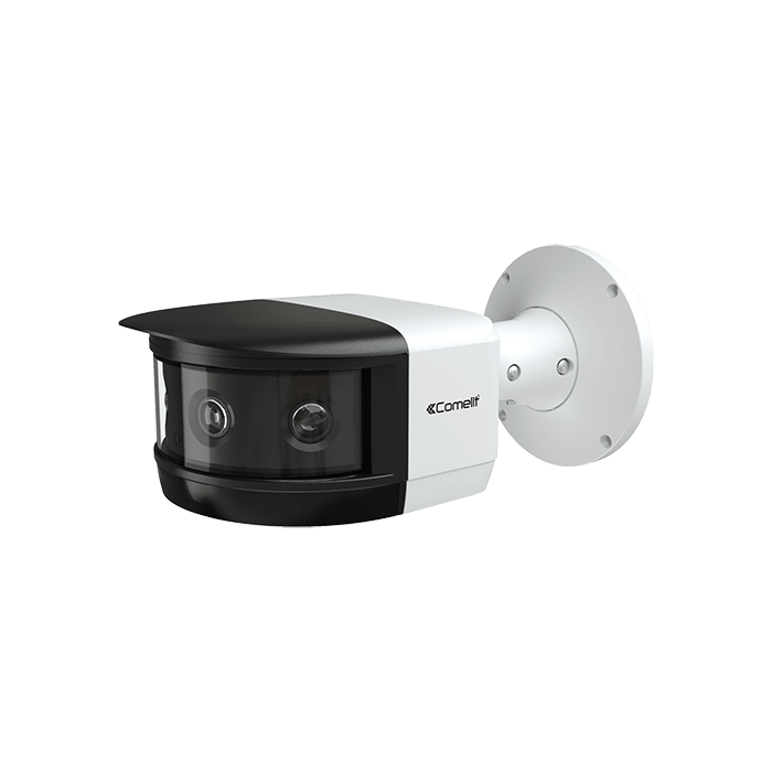 COMELIT - Serie Advance - Telecamera IP multisensor 8MP panoramica, 4 ottiche fisse 3.3mm, LED IR 30m, angolo 180°, slot SD, IP67, 12V e PoE, ONVIF