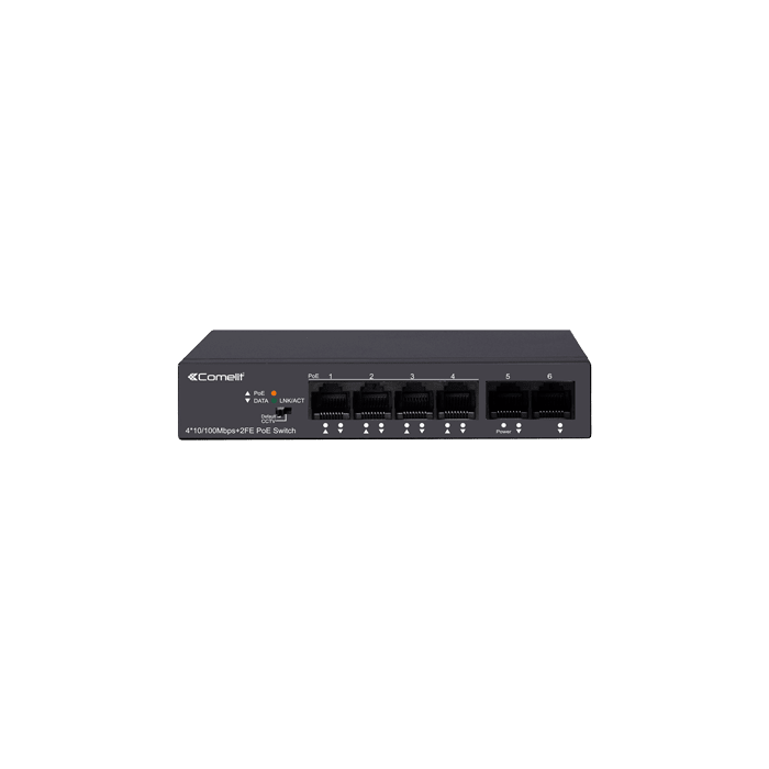 COMELIT - Serie Advance - Switch 4 porte PoE + 2 uplink 10/100 Mbps, potenza 60W totali, alimentazione 100-240V