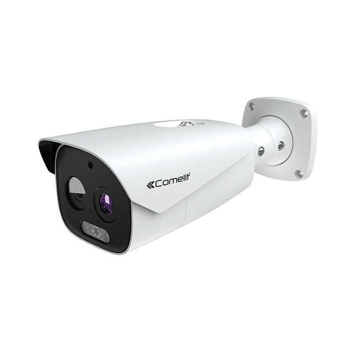 COMELIT - Telecamera IP bullet bispettrale rilevazione temperatura 5MP, sensore termico 384x288, per controllo accessi, compatibile ONVIF