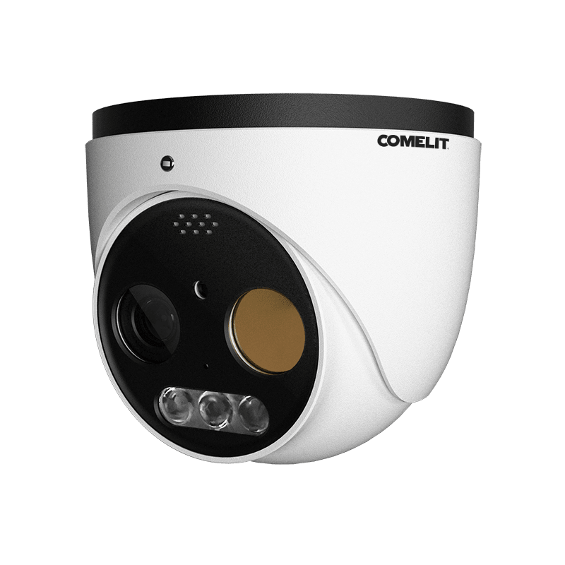 COMELIT - Serie Advance - Telecamera turret termica bispettrale 256x192, ottica fissa 3.2mm, rilevamento temperatura, IP66