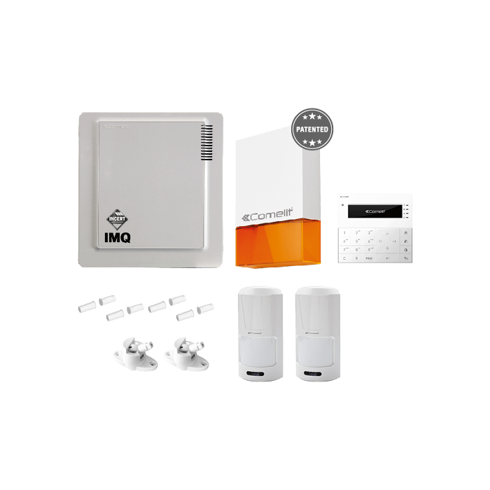 COMELIT - Serie Vedo - Kit centrale VEDO34 + sirena esterna + tastiera LCD + 2 sensori DT + 4 contatti magnetici