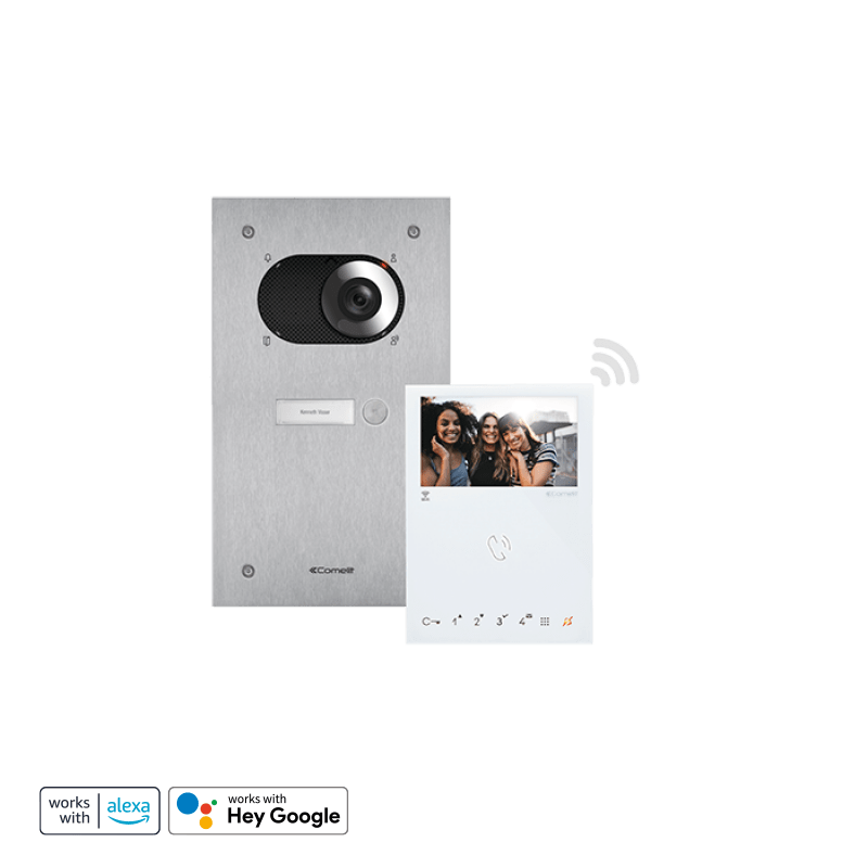 COMELIT - Serie Mini - Kit video Switch-Mini vivavoce Wi-Fi, sistema SB2, app Comelit, riconoscimento facciale