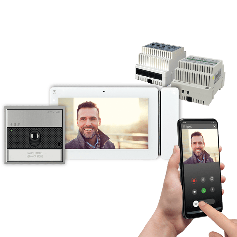 COMELIT - Serie Maxi - Kit video monofamiliare con posto esterno Ultra e monitor 7" Wi-Fi, sistema ViP, preprogrammato