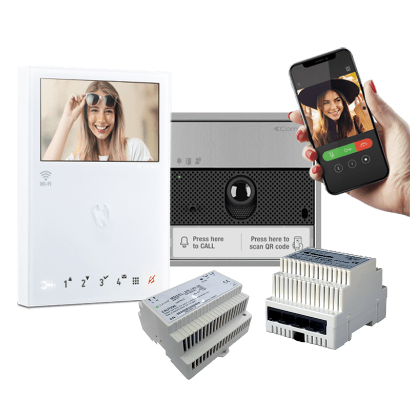 COMELIT - Serie Mini - Kit monofamiliare con posto esterno Ultra, gateway slave e monitor Mini, sistema ViP, preprogrammato KVU8508