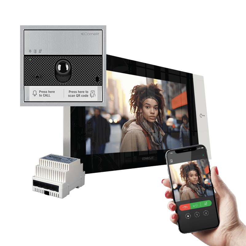 COMELIT - Serie 7 Top - Kit video monofamiliare con posto esterno Ultra, gateway slave e videocitofono 7" Wi-Fi, sistema ViP