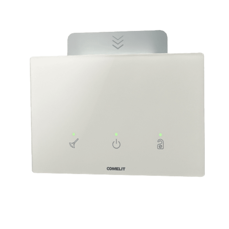 COMELIT - Serie Cubik - Porta badge hotel NFC orizzontale Basic bianco, MUR/DND, pulsante configurabile, KNX