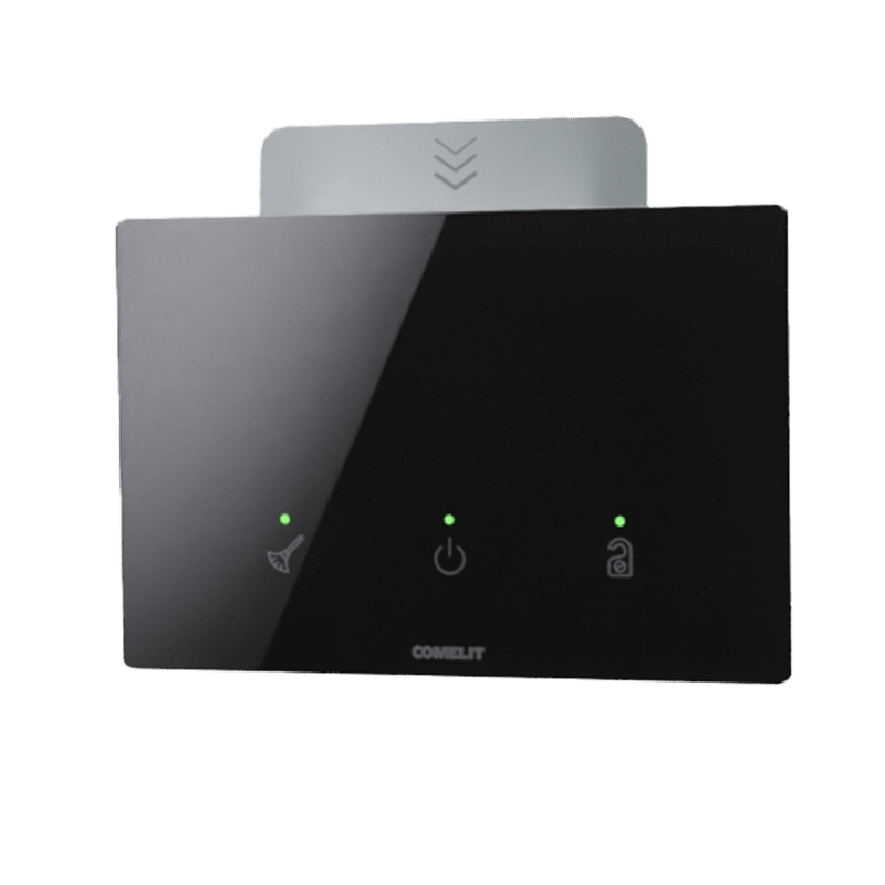 COMELIT - Serie Cubik - Porta badge hotel NFC orizzontale Basic nero, MUR/DND, pulsante configurabile, KNX