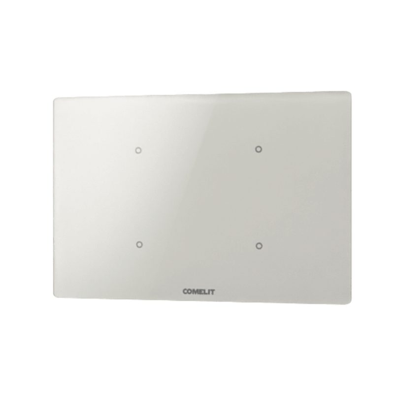 COMELIT - Serie Cubik - Pulsante KNX orizzontale Basic bianco, 4 zone touch, termostato PI, sensore umidità