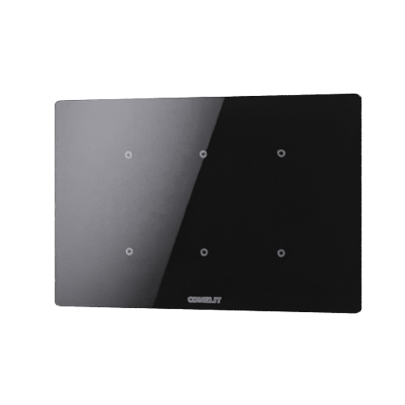 COMELIT - Serie Cubik - Pulsante KNX orizzontale Basic nero, 6 zone touch, termostato PI, sensore umidità