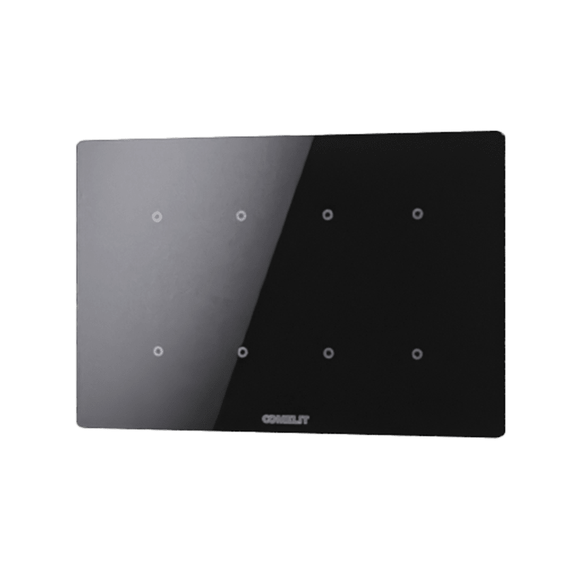 COMELIT - Serie Cubik - Pulsante KNX orizzontale Basic nero, 8 zone touch, termostato PI, sensore umidità