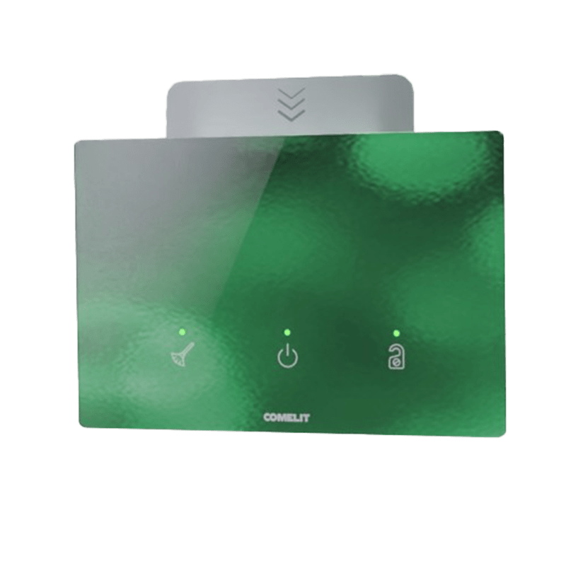 COMELIT - Serie Cubik - Porta badge hotel NFC orizzontale Design nero, MUR/DND, vetro personalizzabile, KNX