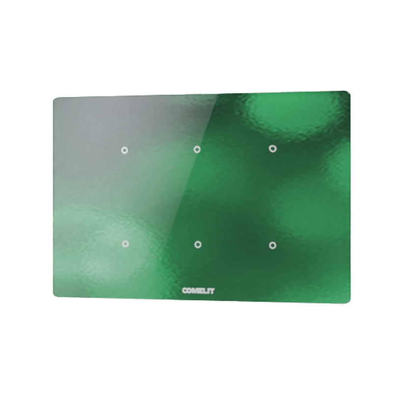 COMELIT - Serie Cubik - Pulsante KNX orizzontale Design nero, 6 zone touch, termostato PI, sensore umidità