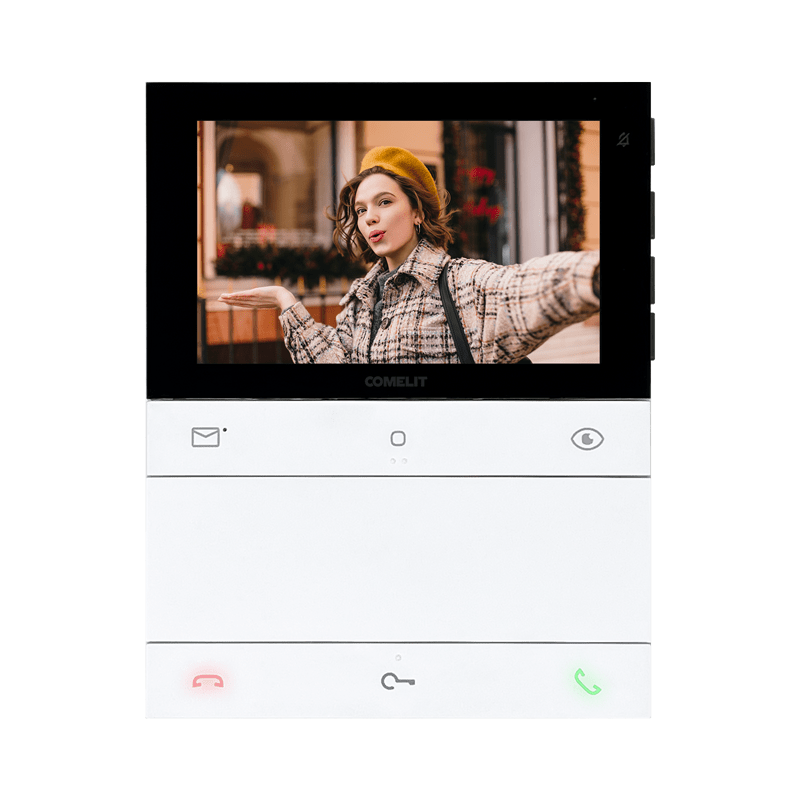 COMELIT - Serie People - Videocitofono vivavoce 5"/16:9, sistema Simplebus 2, segreteria video, 6 pulsanti,  programmabile da spento