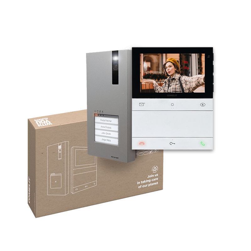 COMELIT - Serie People vivavoce - Kit video Quadra-People vivavoce 5", sistema SB2, segreteria video PL6731, fornito programmato