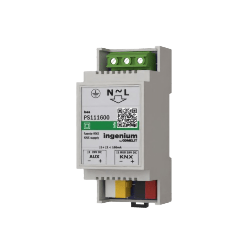 COMELIT - Alimentatore KNX 160mA con bobina integrata, uscita ausiliaria 29VCC, protezioni integrate, DIN 2 moduli