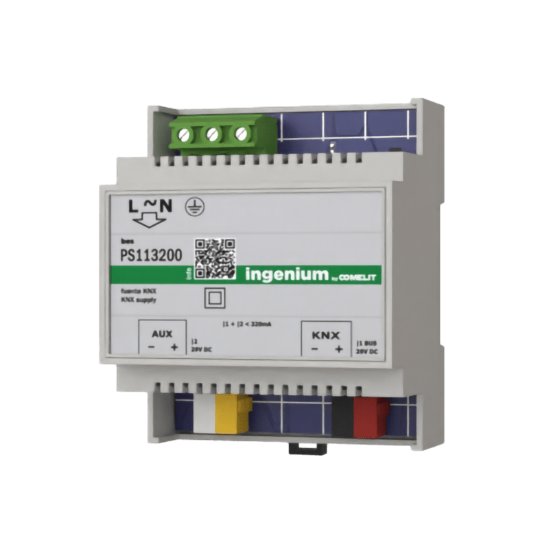 COMELIT - Alimentatore KNX 320mA con bobina integrata, uscita ausiliaria 29VCC, protezioni integrate, DIN 4 moduli