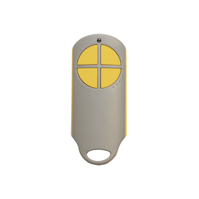 COMELIT - Trasmettitore bi-tecnologia 868MHz giallo 4 tasti, badge Mifare integrato, portata 80-120m