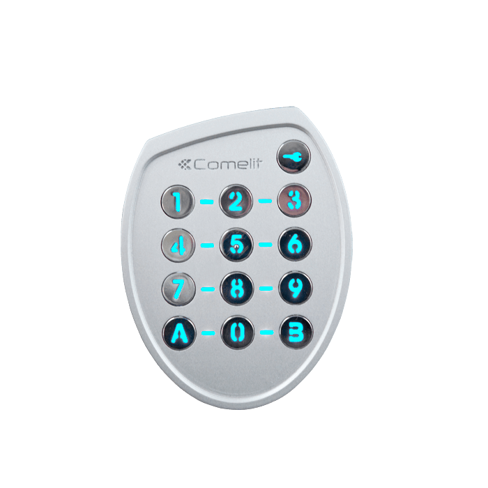 COMELIT - Chiave elettronica antivandalo a codice, 100 codici, gestione Resipro, zamak, retroilluminata, relè RS485, IP54