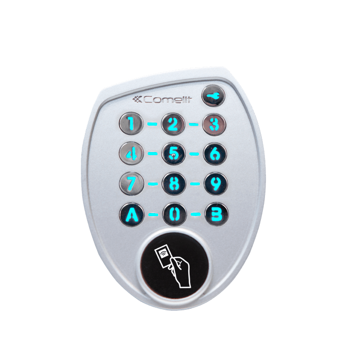 COMELIT - Tastiera antivandalo zamak, 100 codici 3-6 cifre, lettore RFID Mifare integrato, IP54