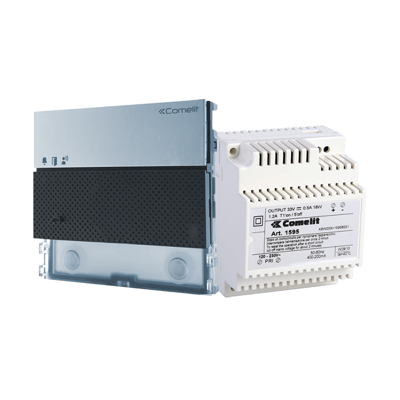 COMELIT - Serie Ultra - Kit base impianto audio, sistema Simplebus 1, modulo UT1010 + alimentatore 1595