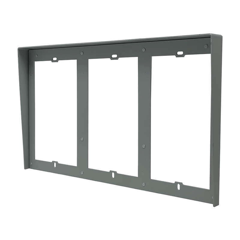 COMELIT - Serie Ultra - Visiera parapioggia da incasso 9 moduli (3x3 affiancati), alluminio anodizzato grigio, 386x322x32mm