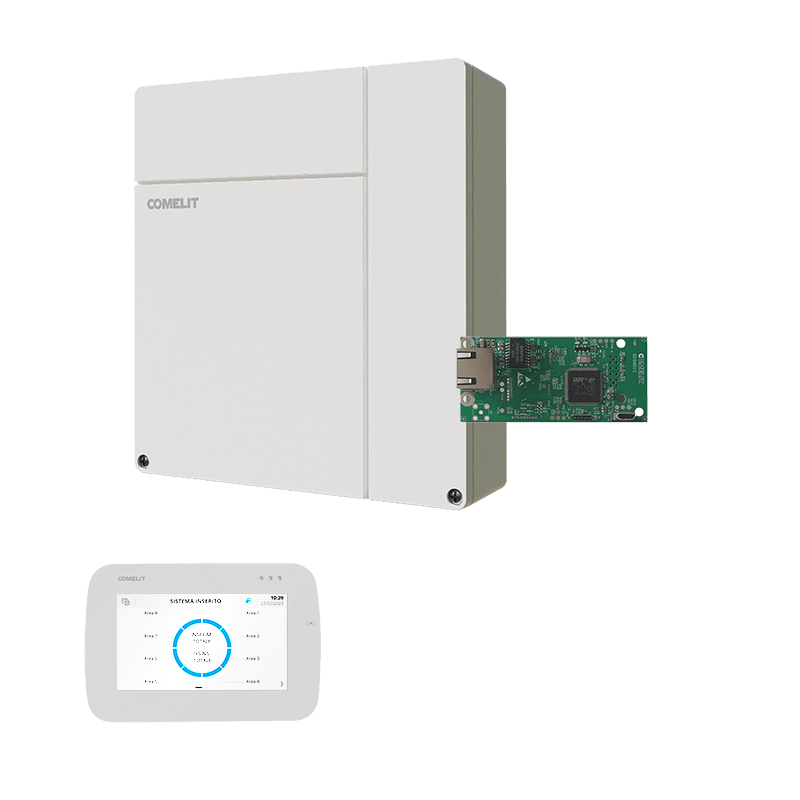 COMELIT - Serie Vedo - Kit centrale VEDO34 + scheda IP + tastiera touch 5" bianca