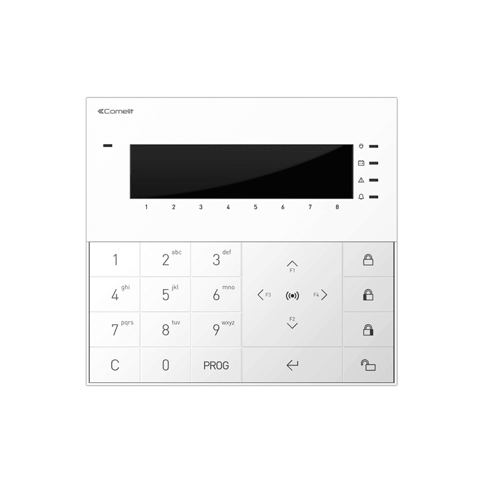 COMELIT - Serie Vedo - Tastiera LCD soft-touch con RFID, 2 ingressi, 4 tasti funzione, serigrafia 8 aree, 137x127x24mm
