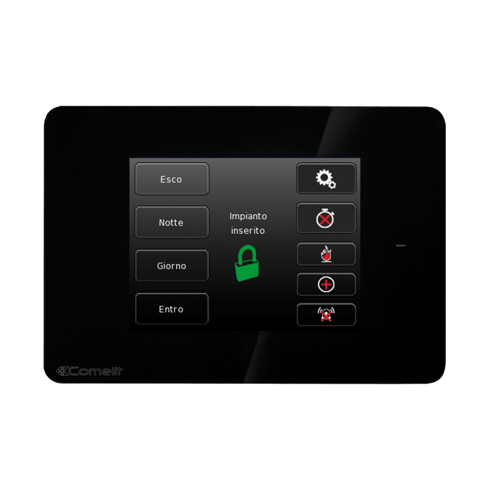 COMELIT - Serie Vedo - Tastiera touch 3.5" nera con RFID, 3 ingressi/uscite, verifica video 4 telecamere, 125x85mm