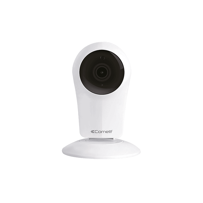 COMELIT - Serie Secur Hub - Telecamera IP cube Wi-Fi HD 720p 5fps, compressione H.264, sistema antintrusione, staffa tavolo/parete e alimentatore inclusi